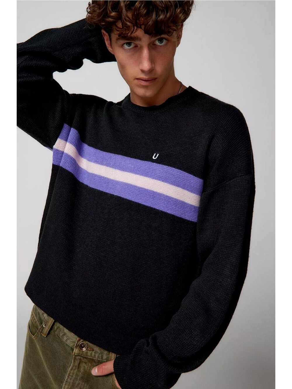 NWOT Urban Outfitters Men's Black/Purple Sweater Size Small
